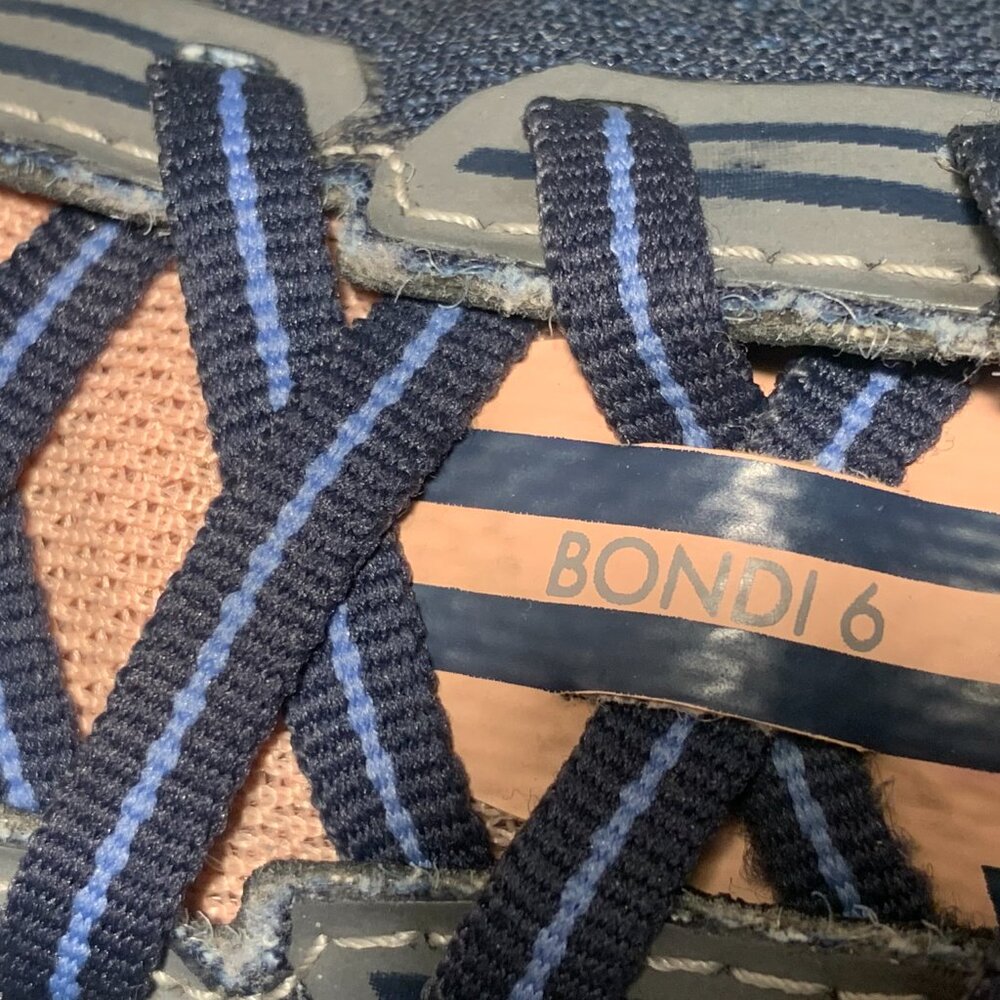 Women's Size 8.5 HOKA One One "Bondi 6" Athletic Shoes Navy Blue w/ Peach Trim - Picture 6 of 11